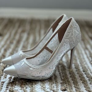 WHITE satin wedding shoes